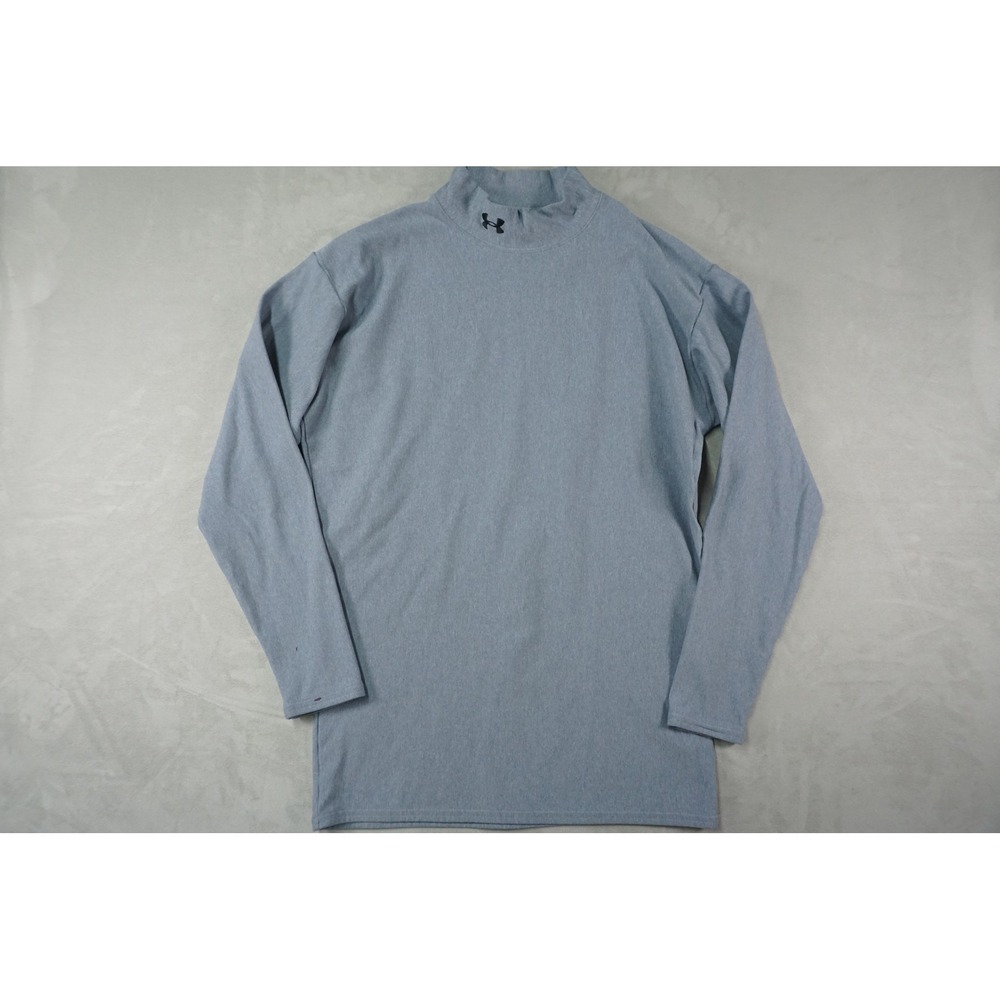 Under Armour Shirt Mens XL Mock Neck ColdGear Long Sleeve Blue Compression Base